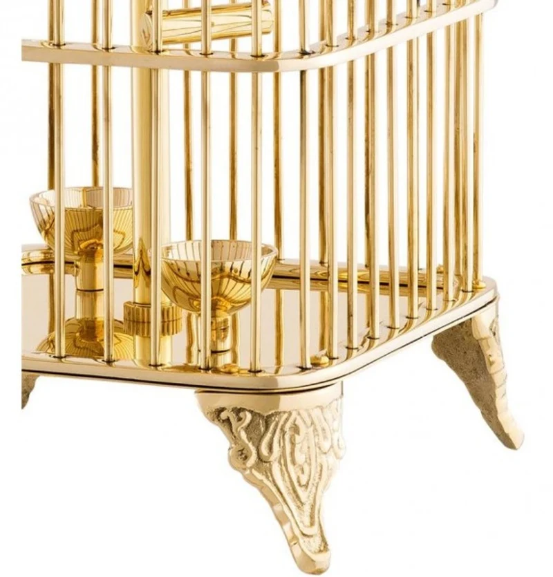 Casa Padrino Luxus Tischleuchte im Barock Stil, poliertes Messing, Höhe 71 cm, Lampenschirm Schwarz