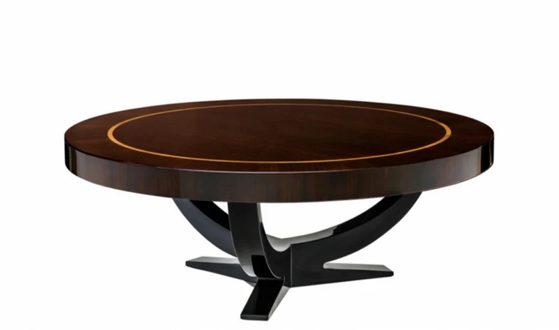 Casa Padrino Art Deco Luxus Couchtisch rund Eukalyptus Furnier Durchmesser 100 x H. 38 cm