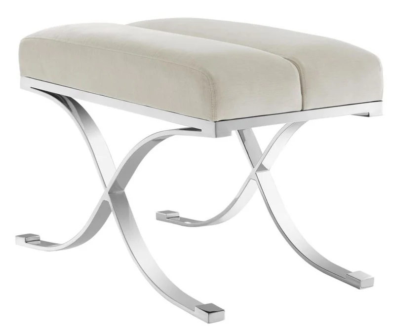 Casa Padrino Luxus Hocker Hellgrau 69 x 42 x H. 51 cm - Designermöbel