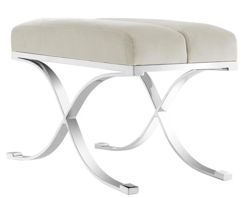 Casa Padrino Luxus Hocker Hellgrau 69 x 42 x H. 51 cm - Designermöbel