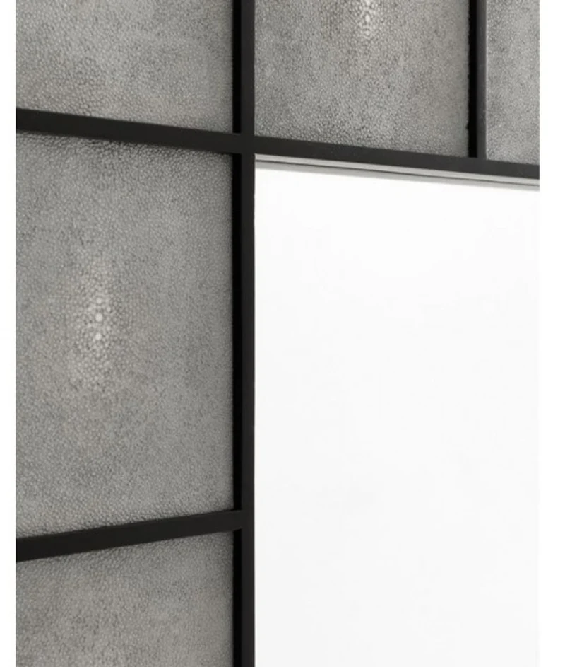 Casa Padrino Designer Luxus Wandspiegel aus Mahagoni Holz, Grau / Schwarz, 100 x 140 cm