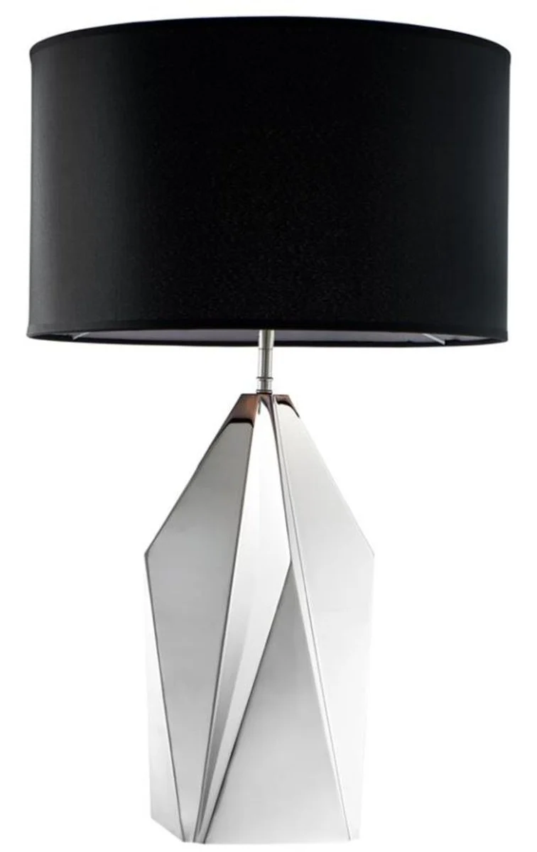 Casa Padrino Designer Tischleuchte Nickel Finish - Luxus Kollektion