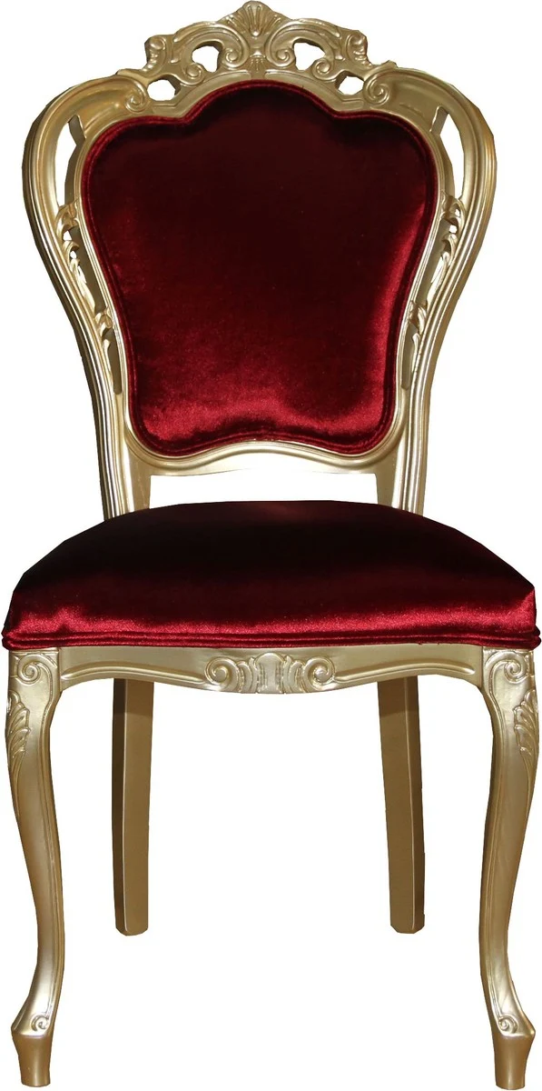 Casa Padrino Barock Luxus Esszimmer Set Bordeaux/Gold - Esstisch + 6 Stühle - Möbel Antik Stil - Luxus Qualität - Limited Edition