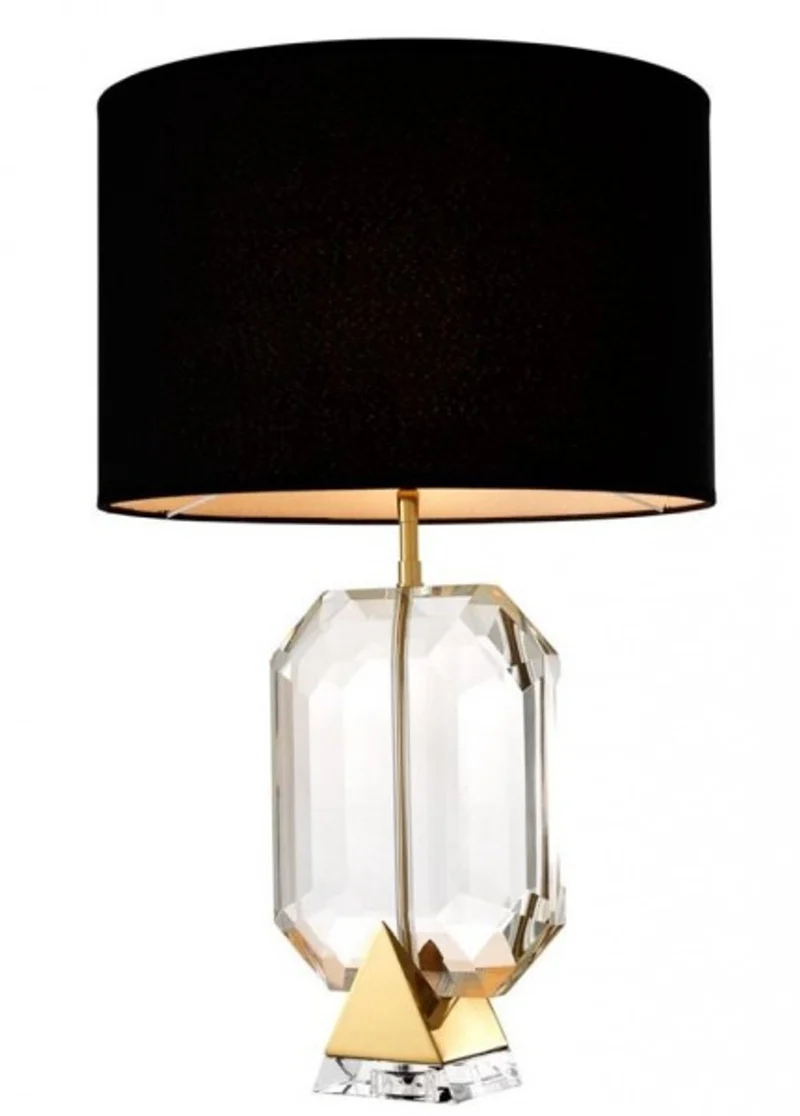 Casa Padrino Luxus Tischleuchte Gold 22 x 43 x H 67 cm - Elegante Kristallglas Leuchte fuer gehobene Wohnansprueche
