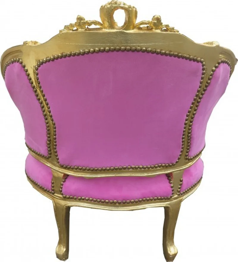 Casa Padrino Barock Salon Lounge Sessel Rosa / Gold - Cocktailsessel - 90 cm x 75 cm x 63 cm