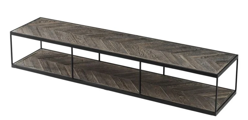 Casa Padrino Luxus Couchtisch aus verzinktem Stahl und verwittertem Eichenholz - Designer Wohnzimmertisch