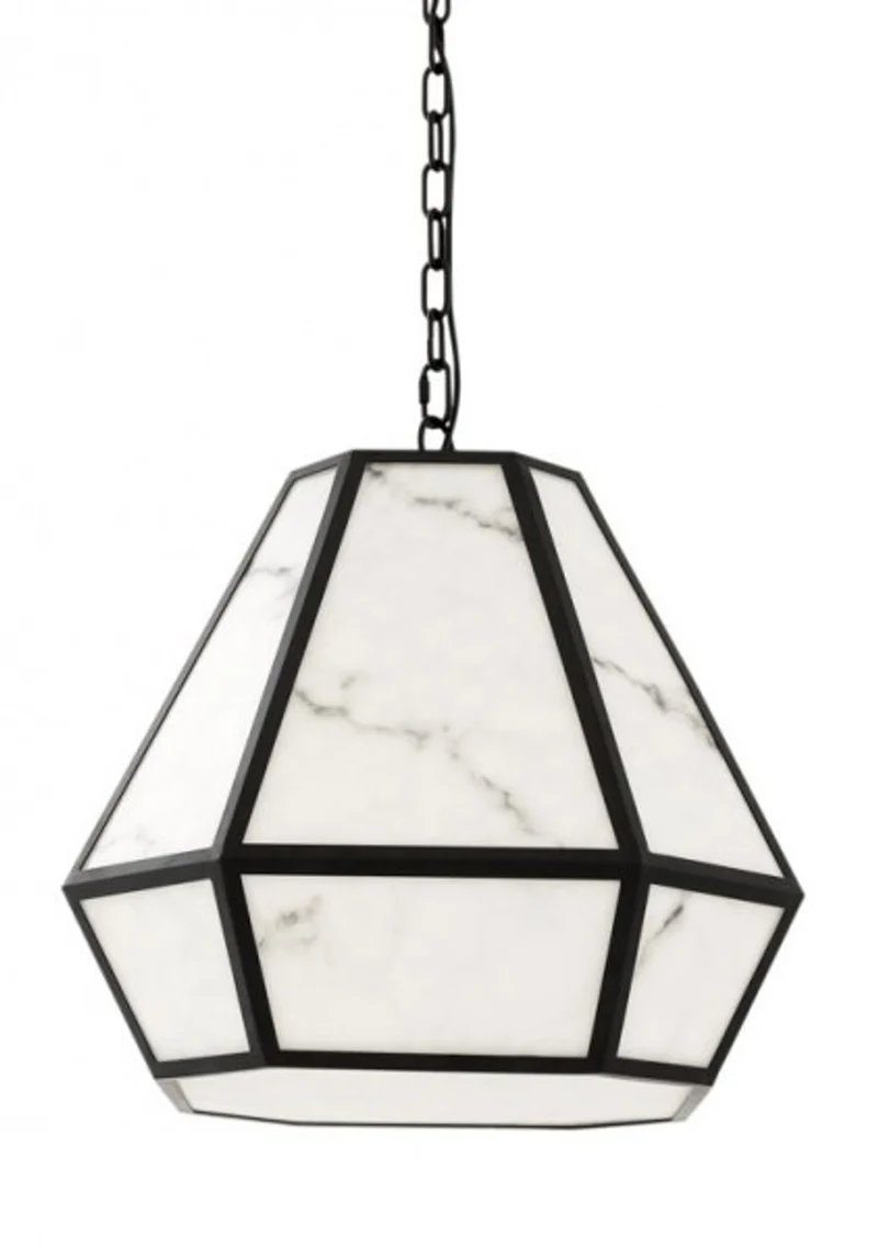 Casa Padrino Luxus Hängeleuchte im Barock Stil - Schwarz - Durchmesser 50 x H 45 cm