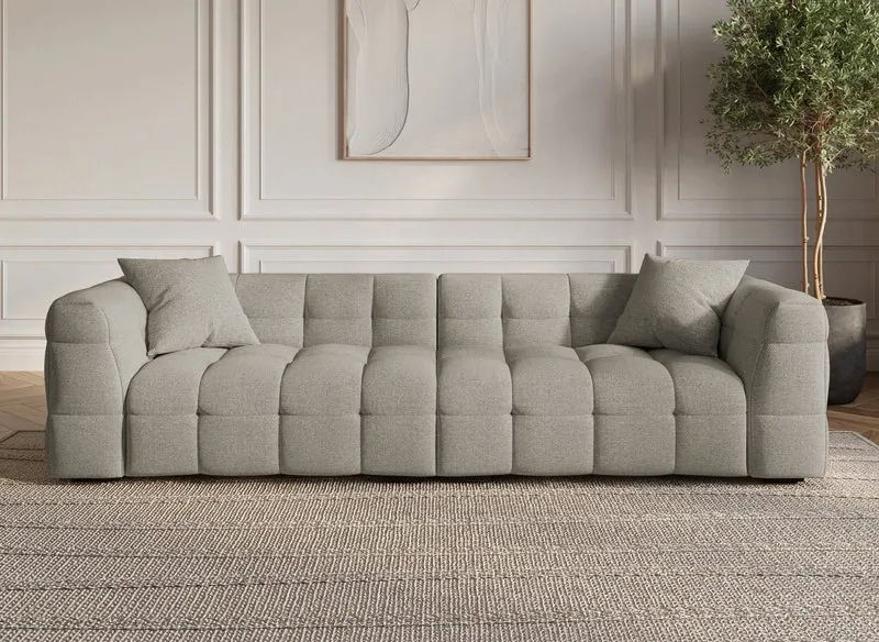 Canapé fixe 4 places en tissu taupe BELLA