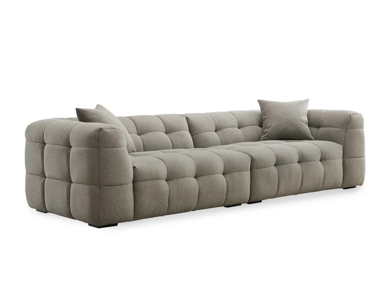 Canapé fixe 4 places en tissu taupe BELLA
