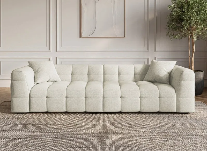 Canapé fixe 4 places en tissu beige BELLA