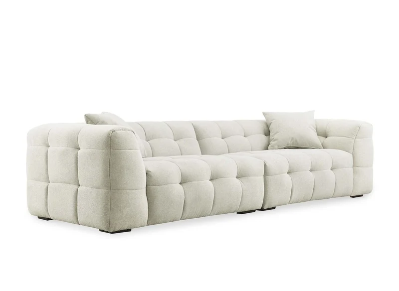 Canapé fixe 4 places en tissu beige BELLA