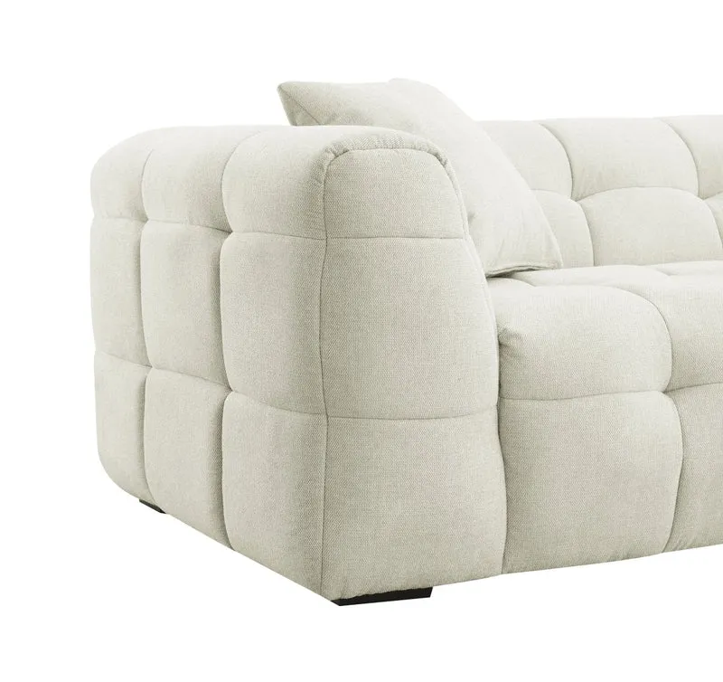 Canapé fixe 4 places en tissu beige BELLA