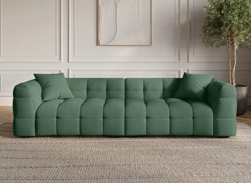 Canapé fixe 4 places en tissu vert BELLA