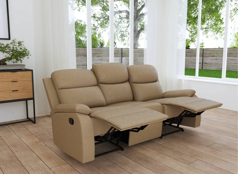 Canapé relax effet simili cuir camel 3 places JACOB