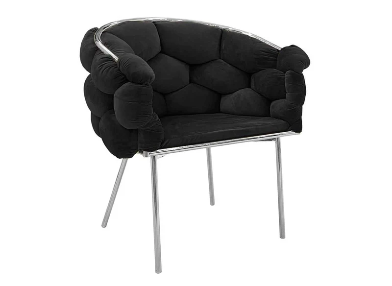Lot de 2 chaises en velours noir pieds en métal argenté CHARLOTTE