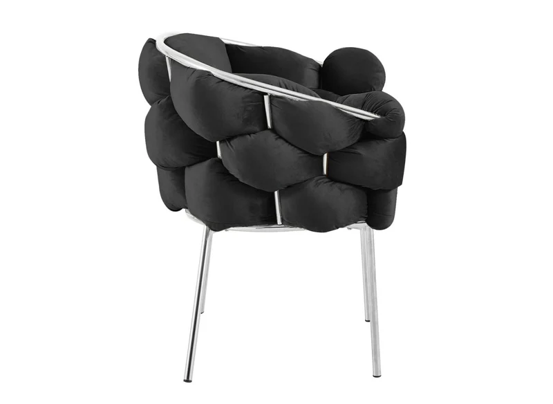 Lot de 2 chaises en velours noir pieds en métal argenté CHARLOTTE