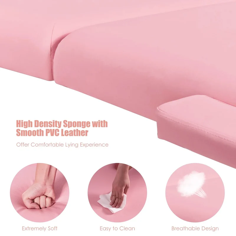 Table de Massage Portable 84L Réglable pour Soins du Visage, Tatouage, avec Housse de Transport
