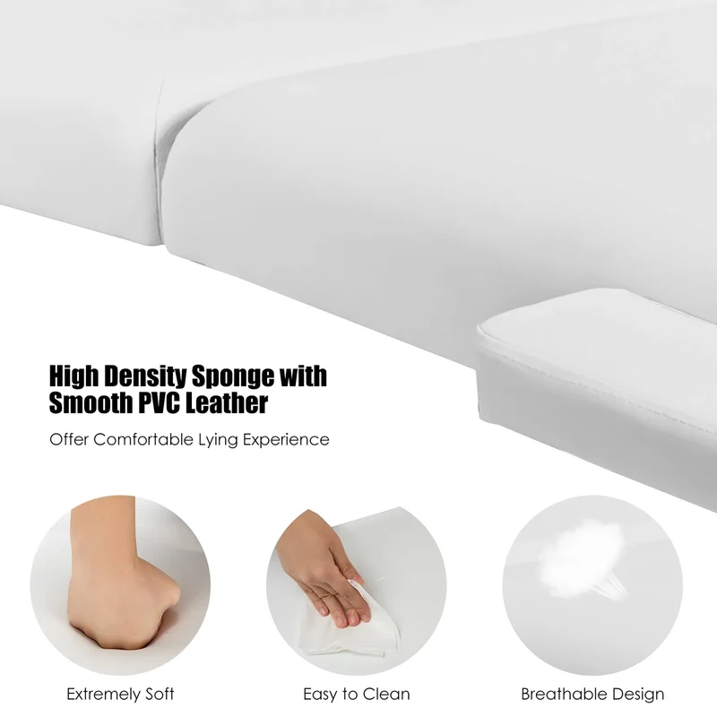 Table de Massage Portable 84L Réglable pour Soins du Visage, Tatouage, avec Housse de Transport