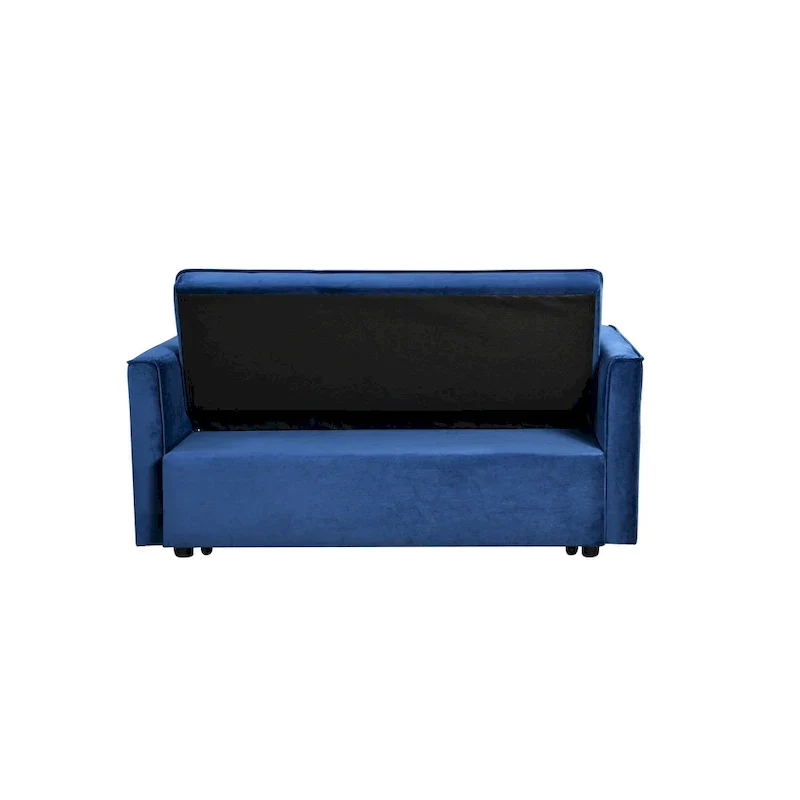 Causeuse futon moderne en velours avec dossier inclinable et poches, 2 places ??Gris foncé / Gris clair / Bleu / Noir