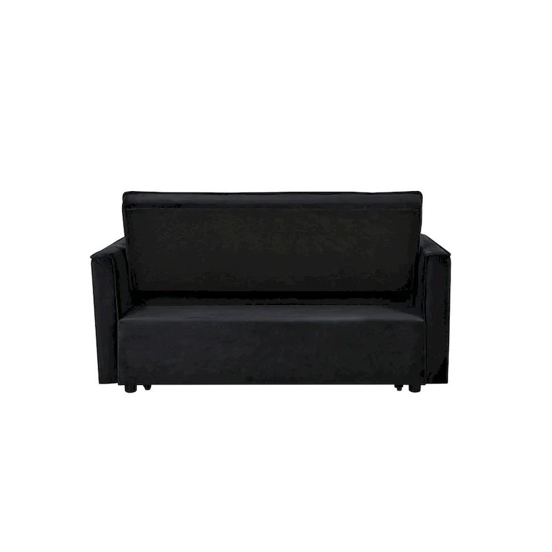Causeuse futon moderne en velours avec dossier inclinable et poches, 2 places ??Gris foncé / Gris clair / Bleu / Noir