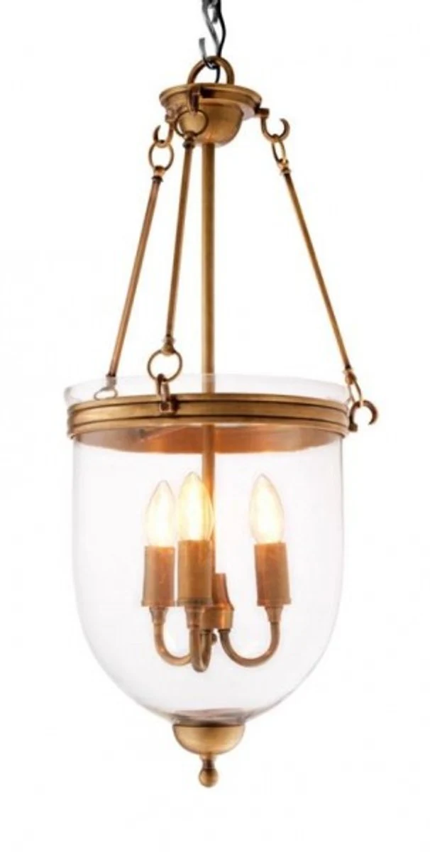Casa Padrino Luxus Laterne - Luxus Messing Hängeleuchte im Vintage Look - Durchmesser 32 x H 70 cm