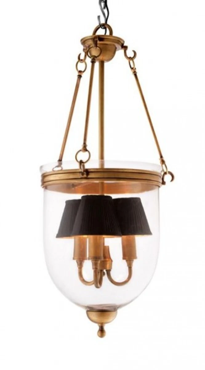 Casa Padrino Luxus Laterne - Luxus Messing Hängeleuchte im Vintage Look - Durchmesser 32 x H 70 cm