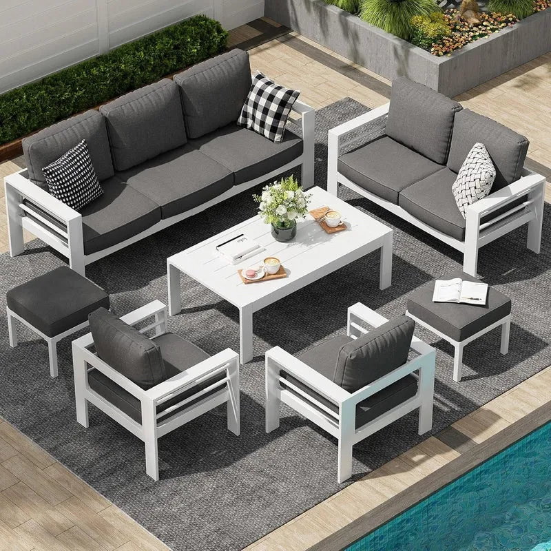 AECOJOY Ensemble de 7 Meubles de Jardin en Aluminium pour Extérieur