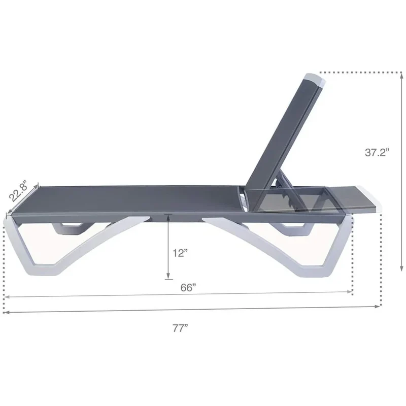 Kozyard Alan Chaise longue de patio inclinable et réglable, entièrement plate, en aluminium et résine de polypropylène