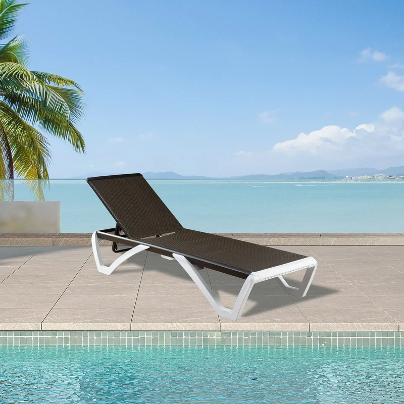 Kozyard Alan Chaise longue de patio inclinable et réglable, entièrement plate, en aluminium et résine de polypropylène
