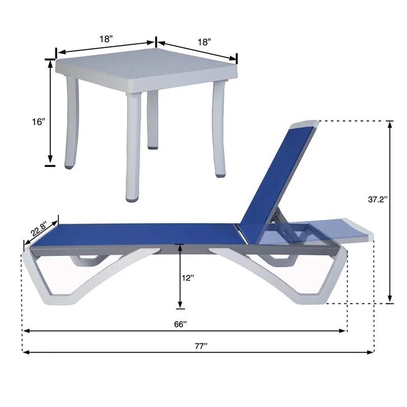 Kozyard Alan Chaise longue de patio inclinable et réglable, entièrement plate, en aluminium et résine de polypropylène