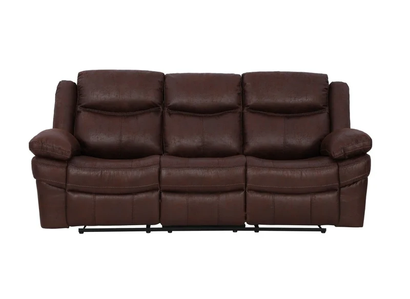 Canapé relax électrique 3 places en tissu microfibre marron ALFRED