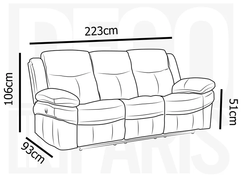 Canapé relax électrique 3 places en tissu microfibre marron ALFRED