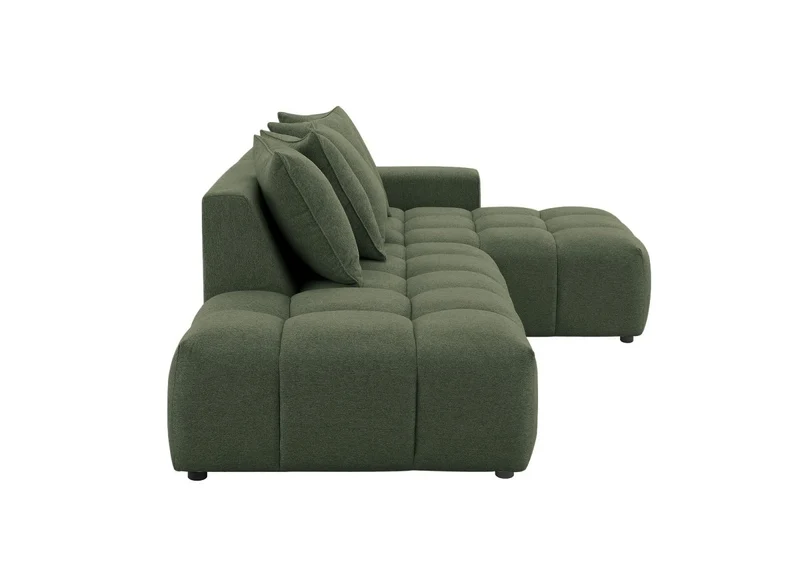 Canapé d'angle en tissu texturé vert olive CLARISSE - Angle droit