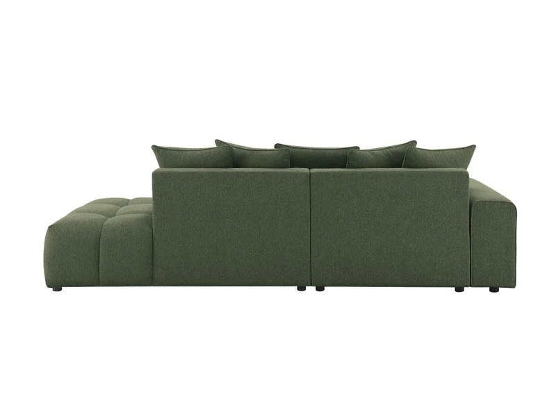 Canapé d'angle en tissu texturé vert olive CLARISSE - Angle gauche