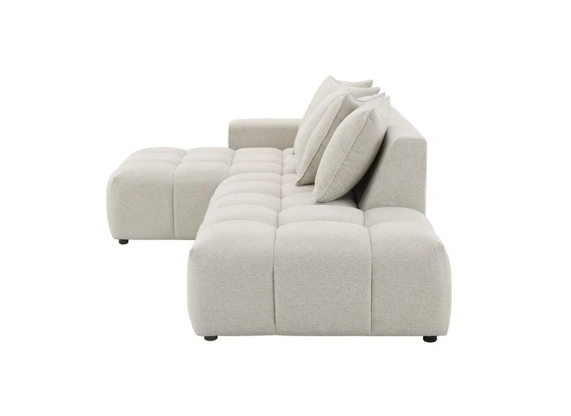 Canapé d'angle en tissu texturé beige CLARISSE - Angle gauche