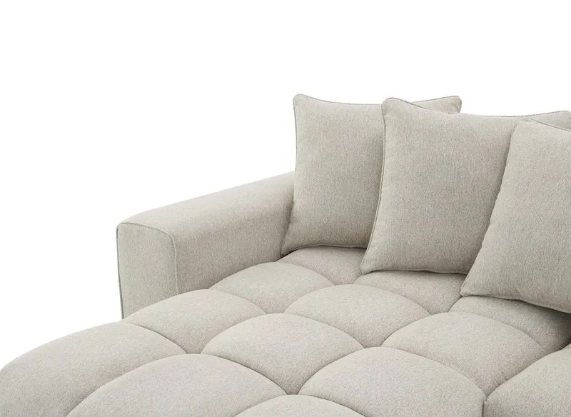 Canapé d'angle en tissu texturé beige CLARISSE - Angle gauche