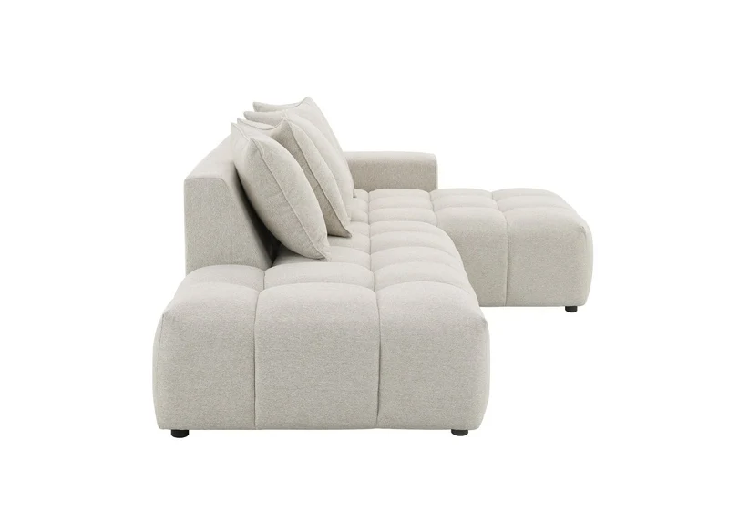 Canapé d'angle en tissu texturé beige CLARISSE - Angle droit