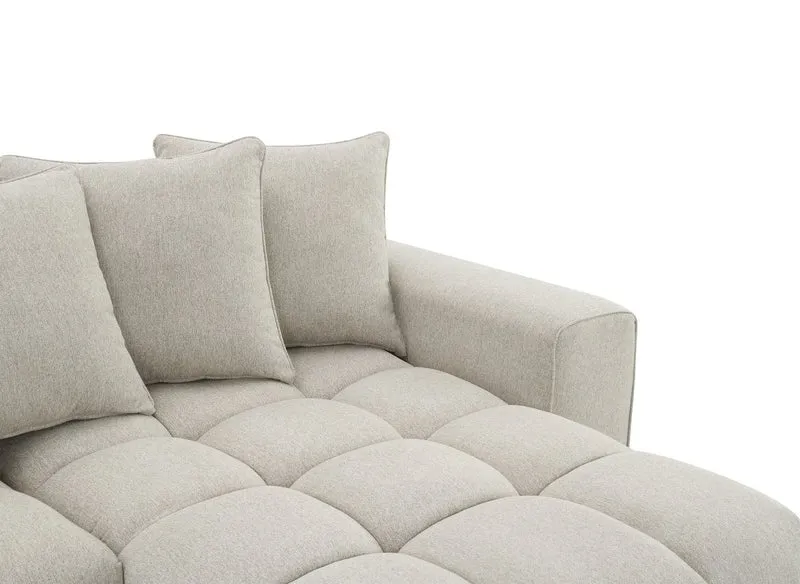 Canapé d'angle en tissu texturé beige CLARISSE - Angle droit