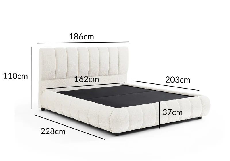 Lit coffre en tissu bouclette beige 160x200 cm RILEY