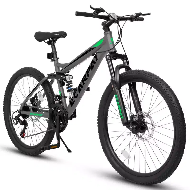 VTT Okak 26 pouces avec freins à disque, vélo adulte 21 vitesses avec cadre durable et double amortissement arrière, vélo pour le cyclisme sur route en ville