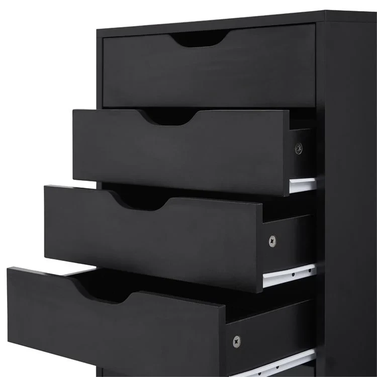 Étroite commode en bois à 9 tiroirs coulissants et étagère de rangement supérieure