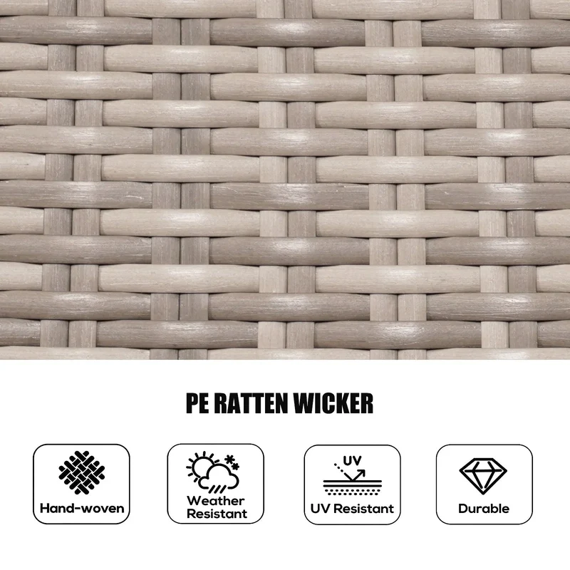 Ensemble de salle à manger rond 7 pièces en rotin tressé d'extérieur avec coussins par Moda Furnishings
