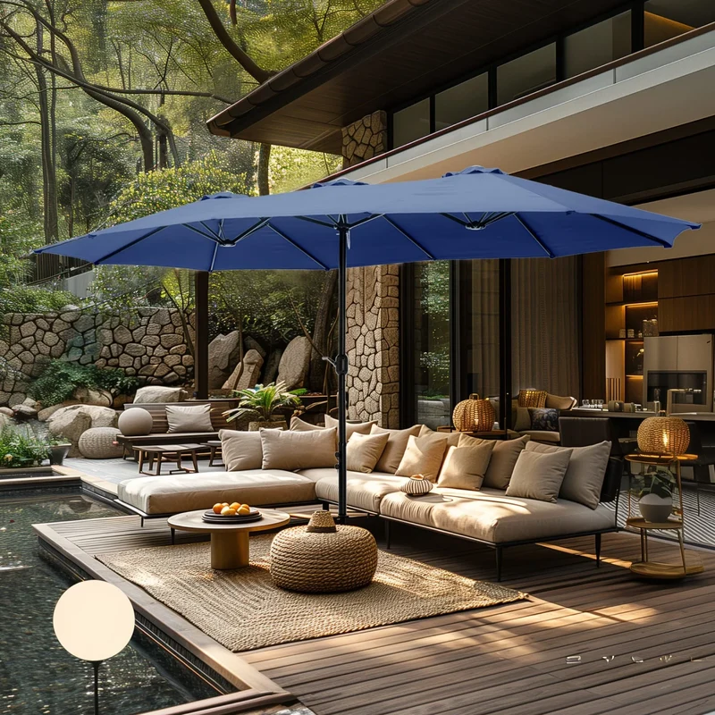 MAISON ARTS Grand Parasol Double Face de 4,5 m avec Base Incluse pour Patio