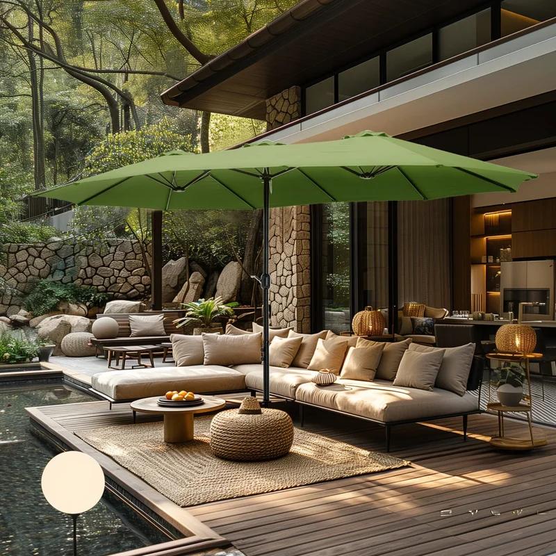 MAISON ARTS Grand Parasol Double Face de 4,5 m avec Base Incluse pour Patio