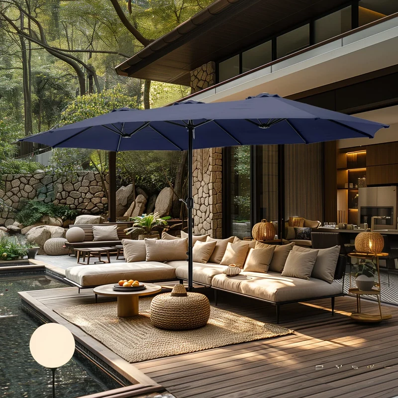 MAISON ARTS Grand Parasol Double Face de 4,5 m avec Base Incluse pour Patio
