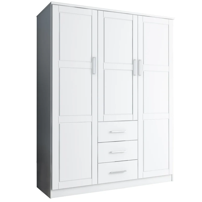 Palace Imports Armoire Cosmo 3 portes 100 % bois massif avec portes en bois massif ou portes miroir