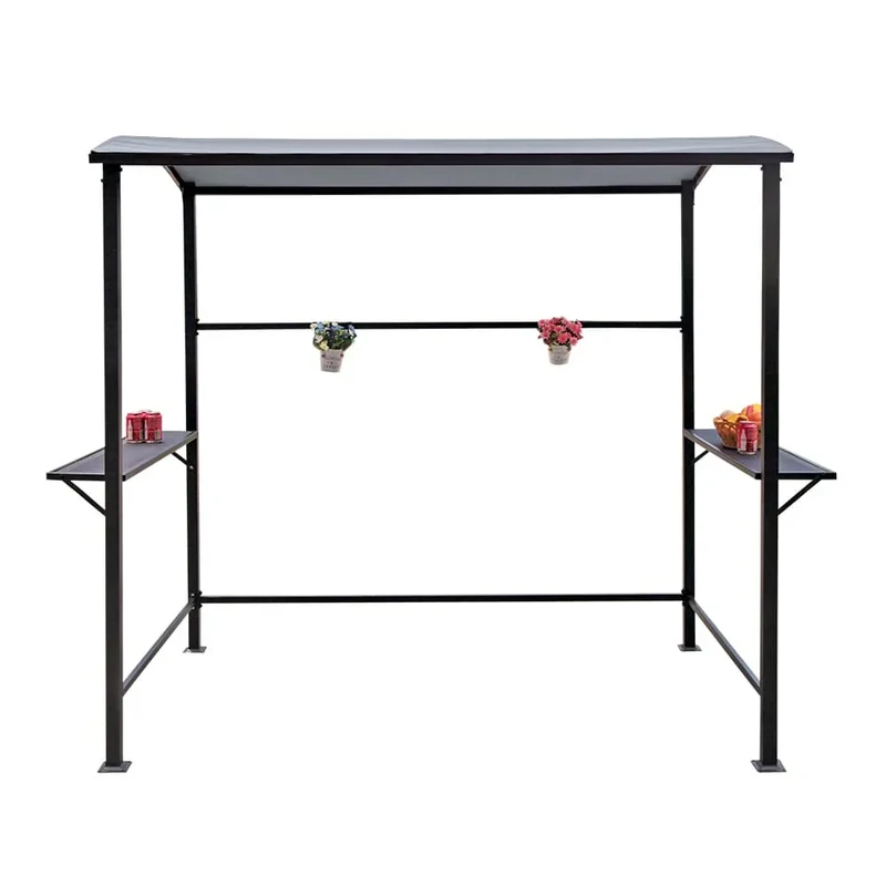 Abri barbecue en acier avec auvent, 1,5 x 2,4 m