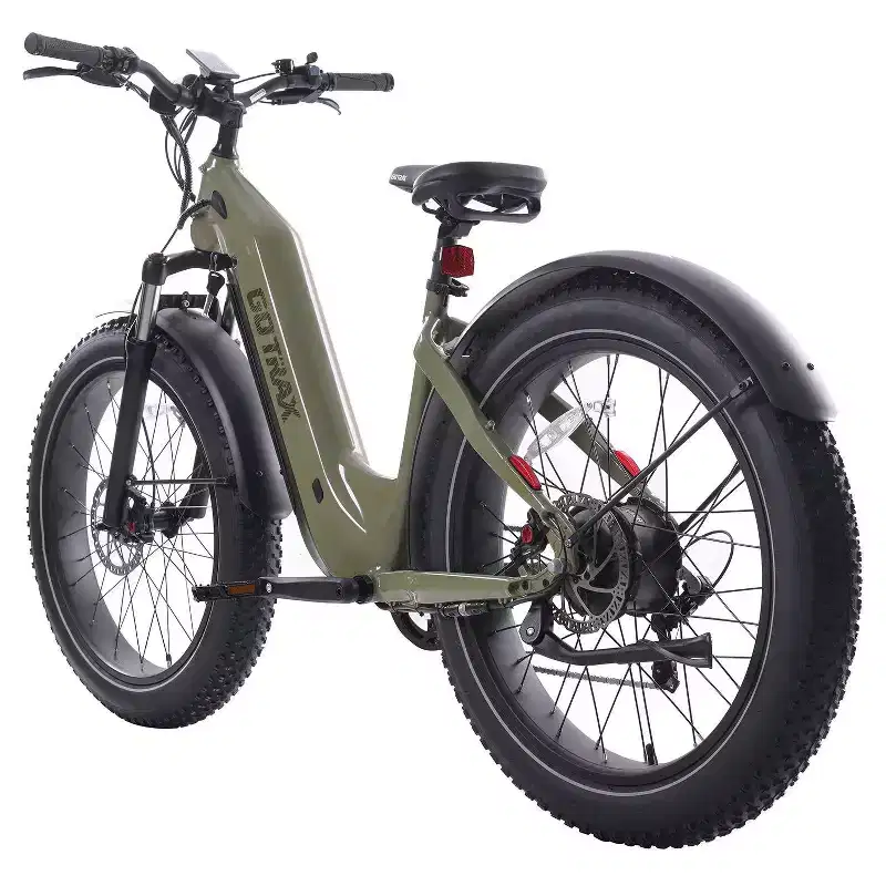 Vélo électrique hybride à pneus larges 26 pouces GOTRAX pour adulte à cadre ouvert - Vert