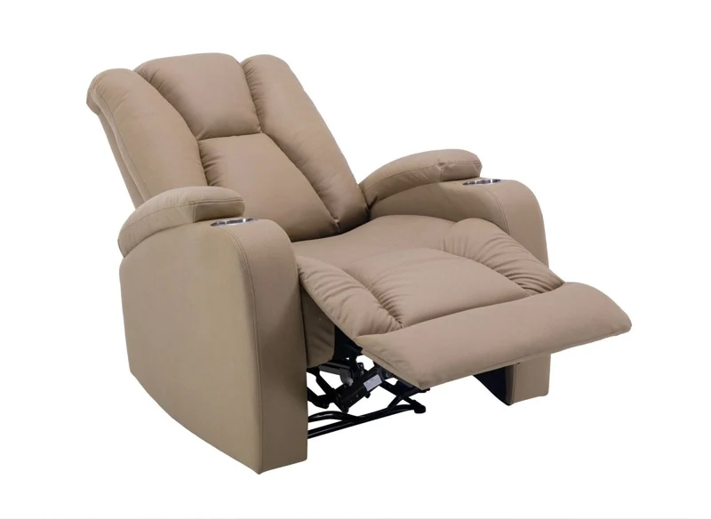 Fauteuil relax électrique en tissu microfibre beige EL CLARENCE