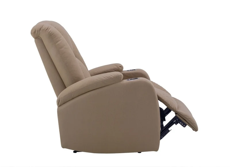 Fauteuil relax électrique en tissu microfibre beige EL CLARENCE